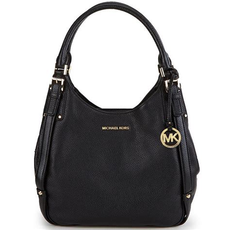 michael kors bedford belted large leather shoulder tote in black|Michael Kors bedford legacy handbag.